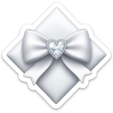 White bow with heart diamond    sticker