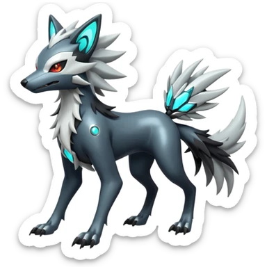 Futuristic Shiny Mightyena-Silvally-Fakémon-hybrid-creature (full body)  sticker