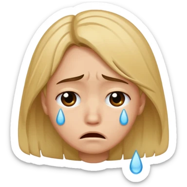 😔 sad emoji with hair 💧 with this emoji sticker