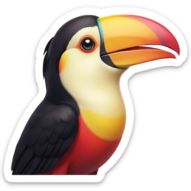 Cinematic Cute Yawning Toucan Portrait Emoji, Head tilted slightly with a dramatic, wide-open yawn, showcasing a colorful, expressive beak and sleepy, half-closed eyes with a relaxed demeanor, Simplified yet irresistibly adorable features, highly detailed, glowing with a soft, cozy tropical glow, high shine, relaxed yet expressive, stylized with a dash of whimsical charm, soft glowing outline, capturing the essence of a drowsy yet affectionate toucan that appears ready to stretch out for a nap! sticker