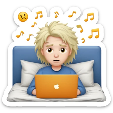 laptop working struggeling in bed sticker