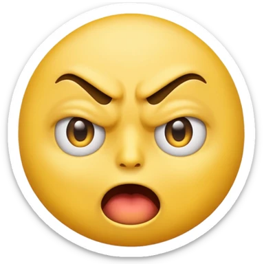 yellow emoji head with one eye twitching in rage, expressive face, classic emoji style sticker