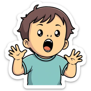 A kid choking himself screaming sticker