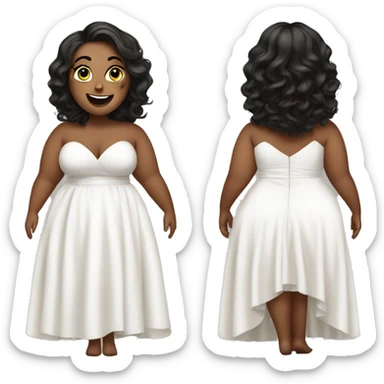 Curvy plus size white lady with prom dress sticker