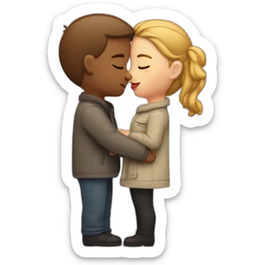 Couple opposite gender passionate lip kiss + hug sticker