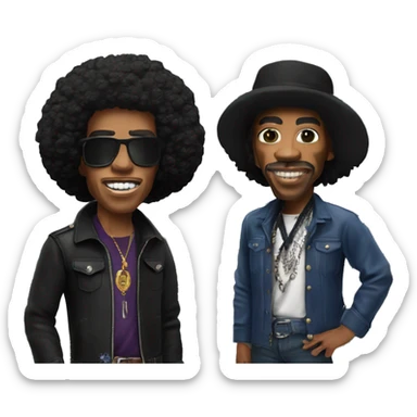 Khayan Wilson and Jimi Hendrix in front of Mount Hood sticker