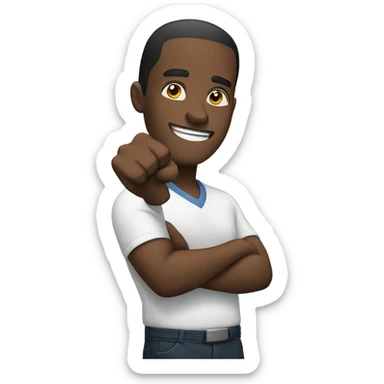 black man putting fist up cheering sticker
