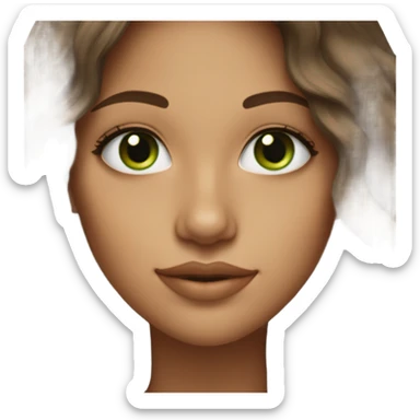 Beautiful girl,brown hair,wavy hair，long hair,green eyes,latina sticker