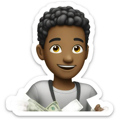 boys enjoying a  moment with lots of cash sticker