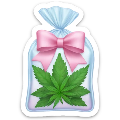 Clear bag with cbd in it tied with baby pink bow sticker