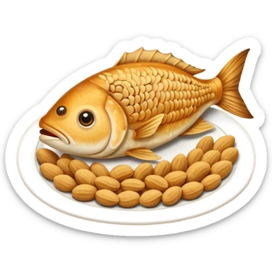 fish and peanut indonesian food sticker
