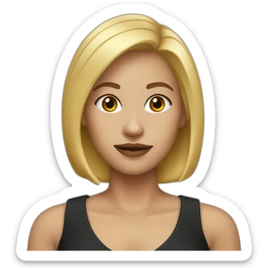 it woman blonde Bob hairstyle no glasses black outfit sticker