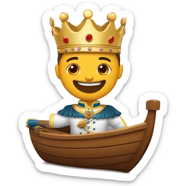 Chico con corona de rey montado en una lancha  sticker