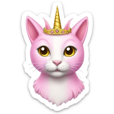 pink cat unicorn queen fairy sticker