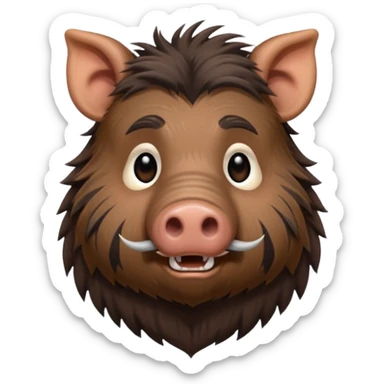 cute hairy boar, dark brown with stripes  sticker