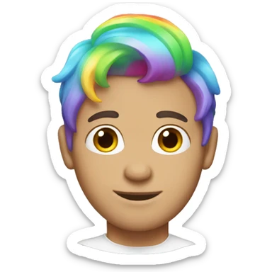 Individual white Gay man with rainbow hair sticker