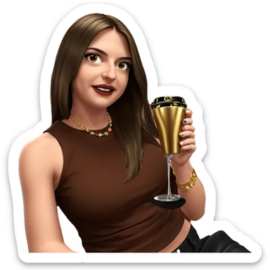 girl with jewelry and cup sticker