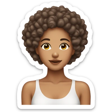 A lightskin girl with curly hair doing her skincare  sticker