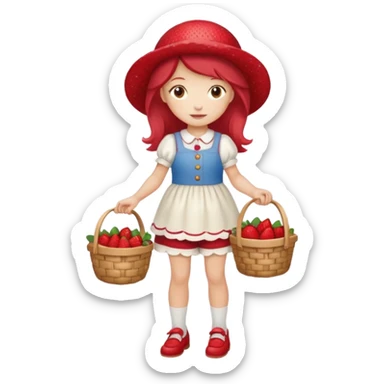 pretty and cute modern day strawberry shortcake full body with red shoes emoji sticker