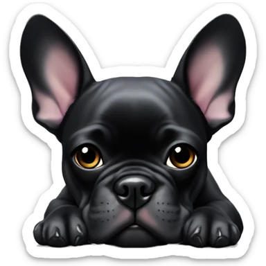 Black Frenchie laying  sticker