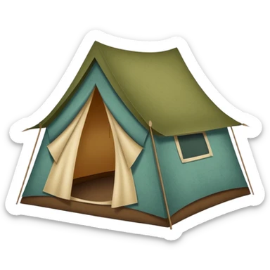 Large camping tent made of felt texture, scrapbooking style, transparent background sticker
