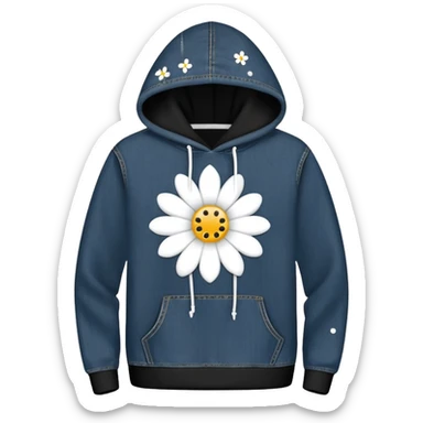 The BLACK Denim Tears Hoodie features a black base with distinctive white and black  open flower spots with empty space in the middle, These hollow ring-like patterns are scattered across. BLACK AND WHITE FLOWERS sticker