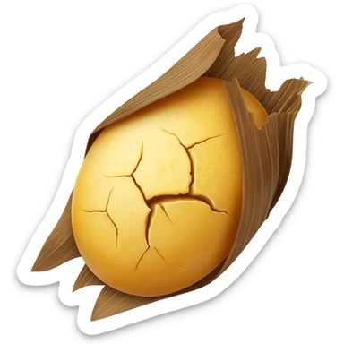 A small, oval fermented cornmeal dumpling wrapped in/brown leaves – West African staple, round shape often served with thick red stew or fish. sticker