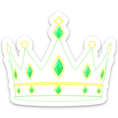 Add a glowing neon effect to the tiara, keep the background transparent, in a style suitable for editing. sticker