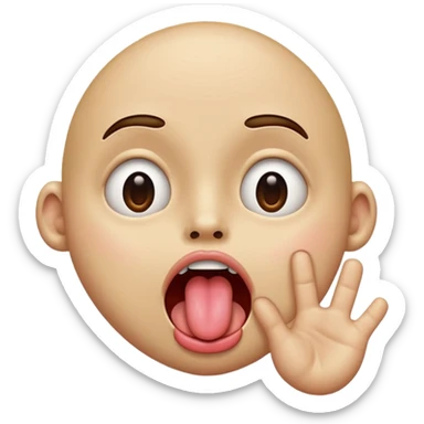 tongue out with hand to the side eyes rolled back and drool coming out of mouth  sticker