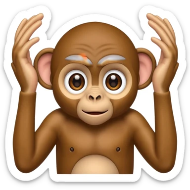 Monkey with HUGE eyes and HUGE hands covering ears sticker