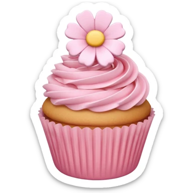 pastel pink cupcake with a flower decoration sticker