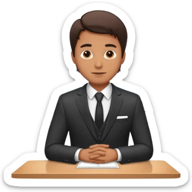 a man standing in front of the presentation table  sticker