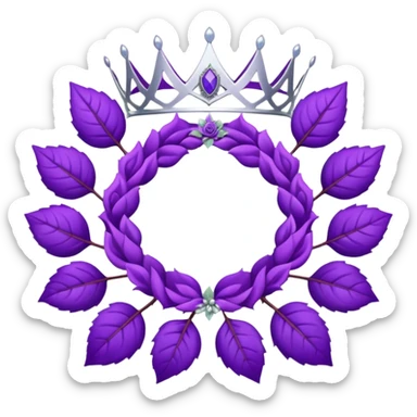 Purple rose with silver tiara and a purple emblem leaf wreath sticker