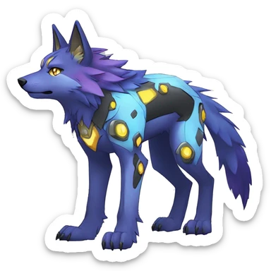  Shiny Edgy Colorful Digimon-Fakemon-Wolf with edgy markings full body sticker