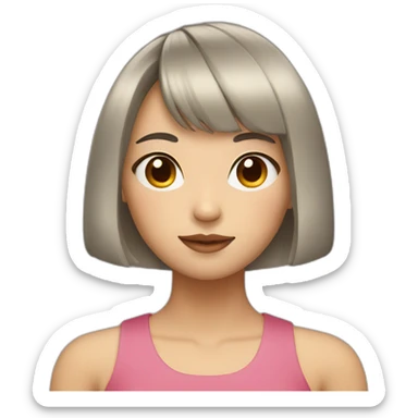 A Chinese girl with short hair with bangs on her shoulders sticker