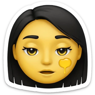 make a normal yellow face emoji but as an emo so black hair brushed the the side covering one eye and black eyeshadow sticker