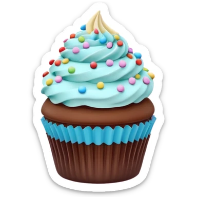 A 3D cartoon poster design advertising cupcakes, with bright pastel colors, clean text and borders, soft background, realistic Memoji-style layout. sticker