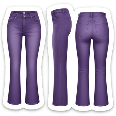 Realistic Wide Long leg high waisted purple jeans, isolated sticker