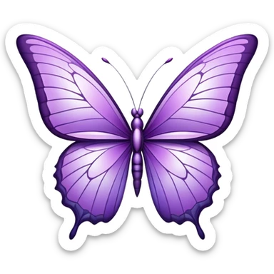a stunningly detailed butterfly with lilac and purple wings. The wings should display a harmonious blend of swirling and geometric designs, giving them a mystical and artistic feel. The butterfly should have a graceful, elongated body with a subtle metallic sheen, enhancing its enchanting presence. sticker