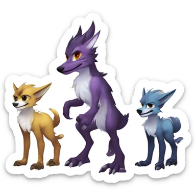 Cute Protogen-vernid-sergal-wickerbeast-fantasy-animal-fursona griffsnuff & LiLaiRa & Falvie full body sticker