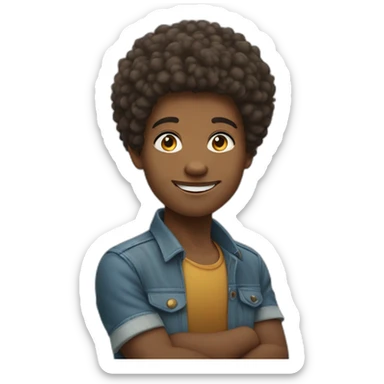 young african descendant showing thumb up with friendly face and an afro haircut sticker