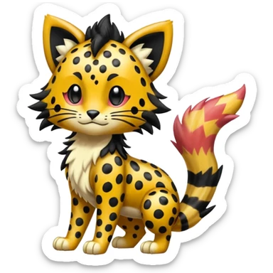 Glossy Sparkly Gembonded Spotty Stripy Hairy Floofy-Poofy Liepard-Linoone-Litten-Pokémon-fusion-creature (full body) sticker