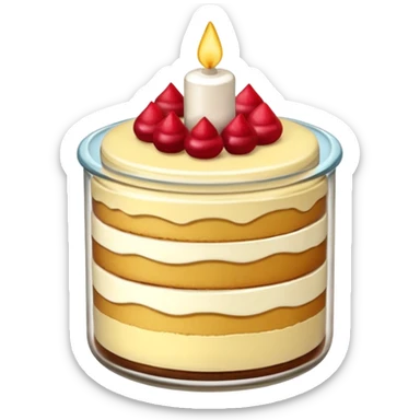 A layered little jar of cake that is gold I only want to be gold like I want the black background to be black. sticker