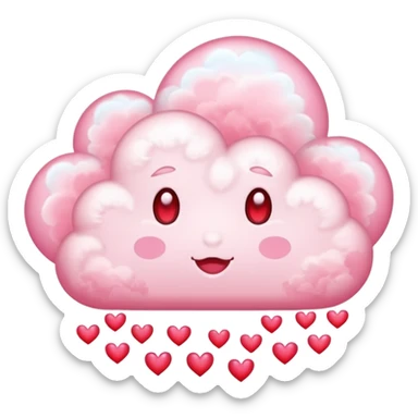 Plain white cloud with pale pink aura surrounding with hearts coming out the bottom sticker