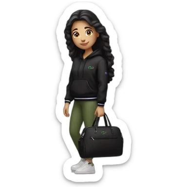 Lacoste bag latina girl with black lacoste hoodie sticker