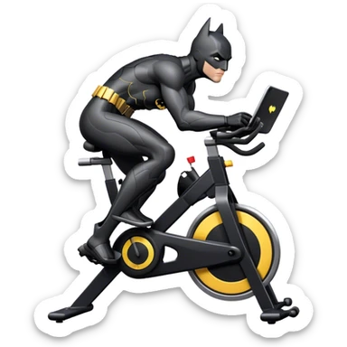 black Batman suit on a spinning bike sticker