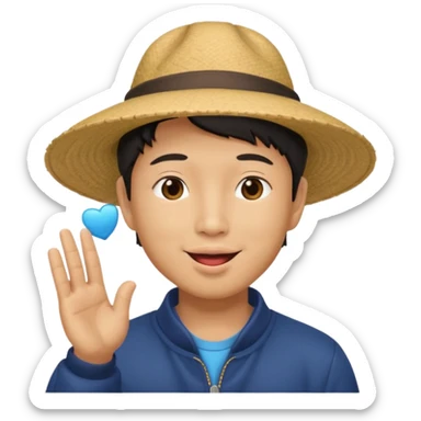 asian man in asian hat blowing a kiss sticker