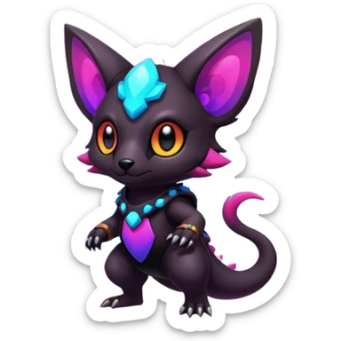 Epic Edgy Cute Colorful Vibrant Dark Nebula Modern Vernid-Protogen-creature-animal, full body sticker
