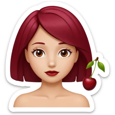 I take second photo but change the color of the hair for a red cherry or burgundy sticker