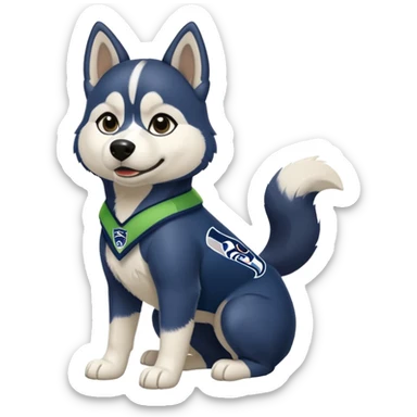 Black white husky with floppy ears Seattle Seahawks gear sticker